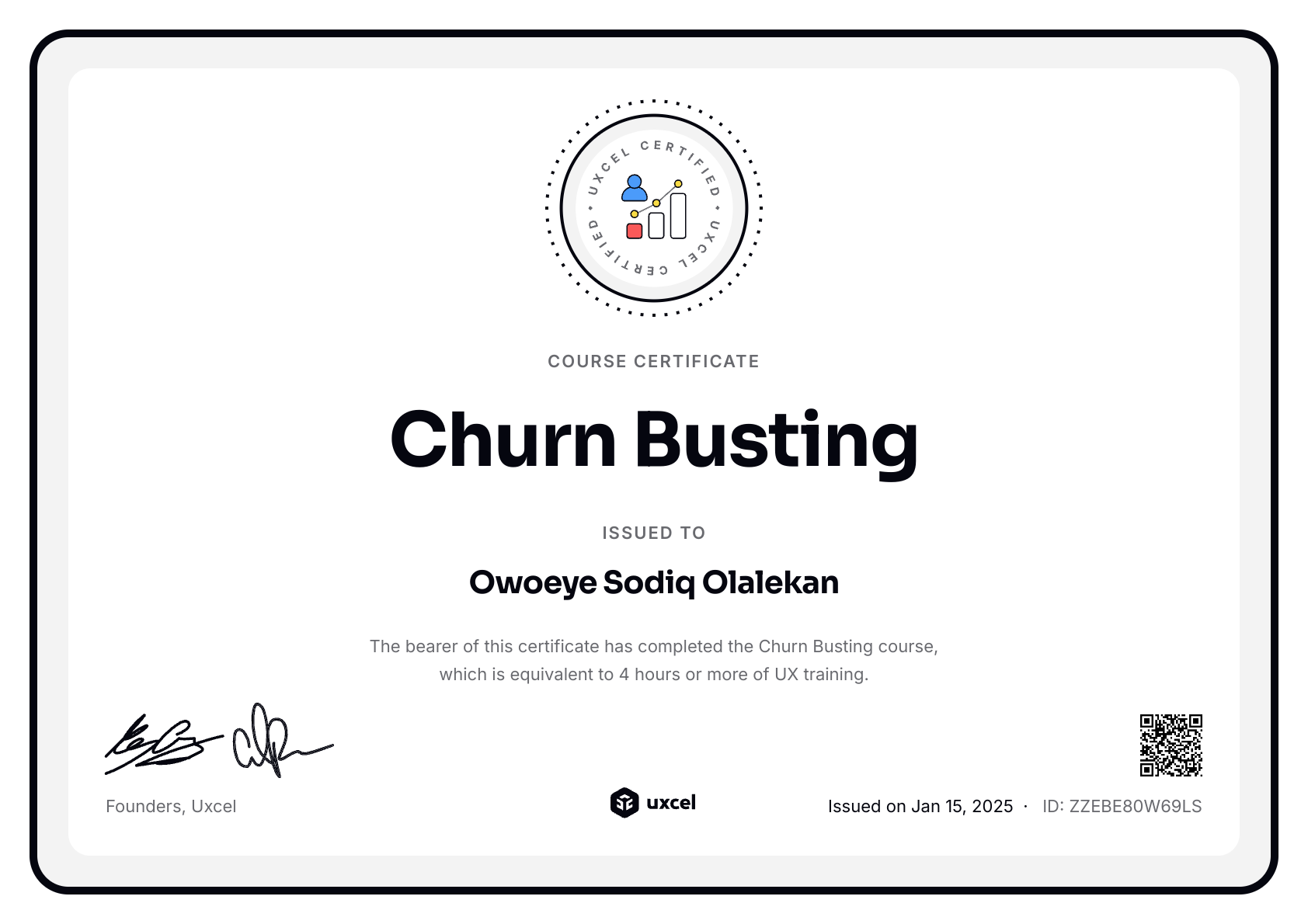 Owoeye Sodiq Olalekan's certificate